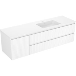 MEXEN/S - Rivel koupelnová skříňka 160 cm s umyvadlem Otis pravá, 2S, 1D, reliéf, bílá mat (91A23-16047-3-BBFFF01-W18P01)