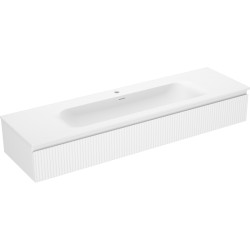 MEXEN/S - Rivel koupelnová skříňka 160 cm s umyvadlem Vela, 1 šuplík, reliéf , bílá mat (91A20-16023-1-BF01-W23M01)