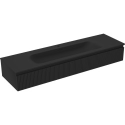 MEXEN/S - Rivel koupelnová skříňka 160 cm s umyvadlem Vela, 1 šuplík, reliéf , černá mat (91A20-16023-1-BF71-W23M71)