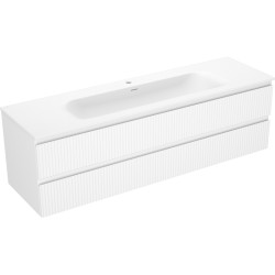 MEXEN/S - Rivel koupelnová skříňka 160 cm s umyvadlem Vela, 2 zásuvky, reliéf , bílá mat (91A20-16047-2-BFF01-W23M01)