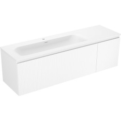 MEXEN/S - Rivel koupelnová skříňka 160 cm s umyvadlem Vela levá, 1S, 1D, reliéf, bílá mat (91A23-16047-3-BBFF01-W23L01)