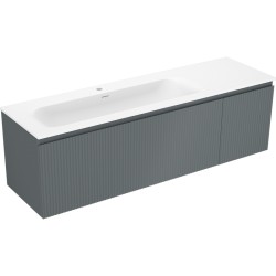 MEXEN/S - Rivel koupelnová skříňka 160 cm s umyvadlem Vela levá, 1S, 1D, reliéf, grafit mat/bílá mat (91A23-16047-3-BBFF66-W23L01)