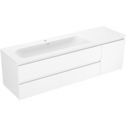 MEXEN/S - Rivel koupelnová skříňka 160 cm s umyvadlem Vela levá, 2S, 1D, reliéf, bílá mat (91A23-16047-3-BBFFF01-W23L01)