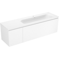 MEXEN/S - Rivel koupelnová skříňka 160 cm s umyvadlem Vela pravá, 1S, 1D, reliéf, bílá mat (91A23-16047-3-BBFF01-W23P01)