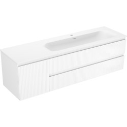MEXEN/S - Rivel koupelnová skříňka 160 cm s umyvadlem Vela pravá, 2S, 1D, reliéf, bílá mat (91A23-16047-3-BBFFF01-W23P01)