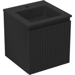 MEXEN/S - Rivel koupelnová skříňka 45 cm s umyvadlem Otis, 1 šuplík, reliéf , černá mat (91A20-04547-1-BF71-W18M71)