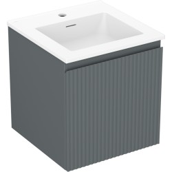 MEXEN/S - Rivel koupelnová skříňka 45 cm s umyvadlem Otis, 1 šuplík, reliéf , grafit mat/bílá mat (91A20-04547-1-BF66-W18M01)