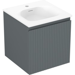 MEXEN/S - Rivel koupelnová skříňka 45 cm s umyvadlem Vela, 1 šuplík, reliéf , grafit mat/bílá mat (91A20-04547-1-BF66-W23M01)