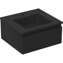 MEXEN/S - Rivel koupelnová skříňka 50 cm s umyvadlem Otis, 1 šuplík, reliéf , černá mat (91A20-05023-1-BF71-W18M71)