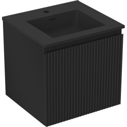 MEXEN/S - Rivel koupelnová skříňka 50 cm s umyvadlem Otis, 1 šuplík, reliéf , černá mat (91A20-05047-1-BF71-W18M71)