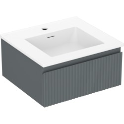 MEXEN/S - Rivel koupelnová skříňka 50 cm s umyvadlem Otis, 1 šuplík, reliéf , grafit mat/bílá mat (91A20-05023-1-BF66-W18M01)