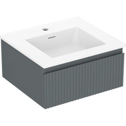MEXEN/S - Rivel koupelnová skříňka 50 cm s umyvadlem Otis, 1 šuplík, reliéf , grafit mat/bílá mat (91A20-05023-1-BF66-W18M01)