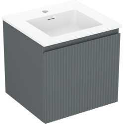 MEXEN/S - Rivel koupelnová skříňka 50 cm s umyvadlem Otis, 1 šuplík, reliéf , grafit mat/bílá mat (91A20-05047-1-BF66-W18M01)