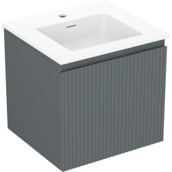 MEXEN/S - Rivel koupelnová skříňka 50 cm s umyvadlem Otis, 1 šuplík, reliéf , grafit mat/bílá mat (91A20-05047-1-BF66-W18M01)