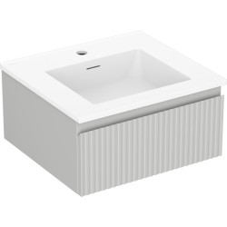 MEXEN/S - Rivel koupelnová skříňka 50 cm s umyvadlem Otis, 1 šuplík, reliéf , šedá mat/bílá mat (91A20-05023-1-BF62-W18M01)