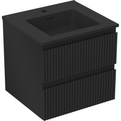 MEXEN/S - Rivel koupelnová skříňka 50 cm s umyvadlem Otis, 2 zásuvky, reliéf , černá mat (91A20-05047-2-BFF71-W18M71)