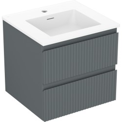 MEXEN/S - Rivel koupelnová skříňka 50 cm s umyvadlem Otis, 2 zásuvky, reliéf , grafit mat/bílá mat (91A20-05047-2-BFF66-W18M01)