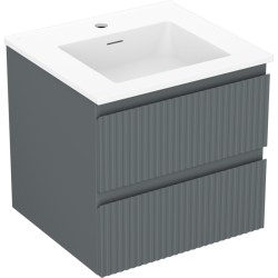 MEXEN/S - Rivel koupelnová skříňka 50 cm s umyvadlem Otis, 2 zásuvky, reliéf , grafit mat/bílá mat (91A20-05047-2-BFF66-W18M01)