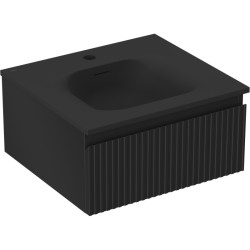 MEXEN/S - Rivel koupelnová skříňka 50 cm s umyvadlem Vela, 1 šuplík, reliéf , černá mat (91A20-05023-1-BF71-W23M71)