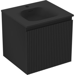 MEXEN/S - Rivel koupelnová skříňka 50 cm s umyvadlem Vela, 1 šuplík, reliéf , černá mat (91A20-05047-1-BF71-W23M71)