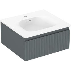 MEXEN/S - Rivel koupelnová skříňka 50 cm s umyvadlem Vela, 1 šuplík, reliéf , grafit mat/bílá mat (91A20-05023-1-BF66-W23M01)