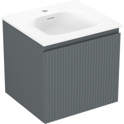 MEXEN/S - Rivel koupelnová skříňka 50 cm s umyvadlem Vela, 1 šuplík, reliéf , grafit mat/bílá mat (91A20-05047-1-BF66-W23M01)