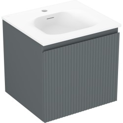 MEXEN/S - Rivel koupelnová skříňka 50 cm s umyvadlem Vela, 1 šuplík, reliéf , grafit mat/bílá mat (91A20-05047-1-BF66-W23M01)