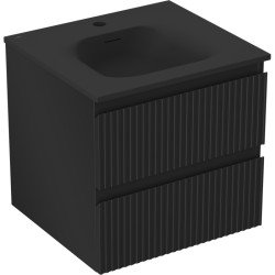 MEXEN/S - Rivel koupelnová skříňka 50 cm s umyvadlem Vela, 2 zásuvky, reliéf , černá mat (91A20-05047-2-BFF71-W23M71)