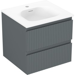 MEXEN/S - Rivel koupelnová skříňka 50 cm s umyvadlem Vela, 2 zásuvky, reliéf , grafit mat/bílá mat (91A20-05047-2-BFF66-W23M01)