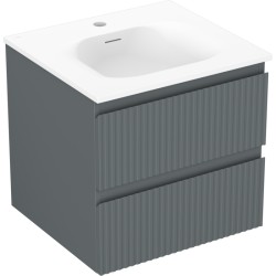 MEXEN/S - Rivel koupelnová skříňka 50 cm s umyvadlem Vela, 2 zásuvky, reliéf , grafit mat/bílá mat (91A20-05047-2-BFF66-W23M01)