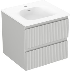 MEXEN/S - Rivel koupelnová skříňka 50 cm s umyvadlem Vela, 2 zásuvky, reliéf , šedá mat/bílá mat (91A20-05047-2-BFF62-W23M01)