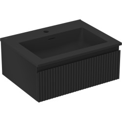 MEXEN/S - Rivel koupelnová skříňka 60 cm s umyvadlem Otis, 1 šuplík, reliéf , černá mat (91A20-06023-1-BF71-W18M71)