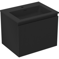 MEXEN/S - Rivel koupelnová skříňka 60 cm s umyvadlem Otis, 1 šuplík, reliéf , černá mat (91A20-06047-1-BF71-W18M71)