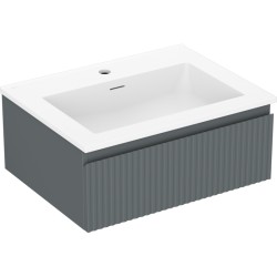 MEXEN/S - Rivel koupelnová skříňka 60 cm s umyvadlem Otis, 1 šuplík, reliéf , grafit mat/bílá mat (91A20-06023-1-BF66-W18M01)