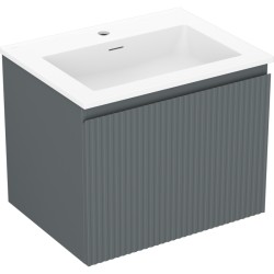 MEXEN/S - Rivel koupelnová skříňka 60 cm s umyvadlem Otis, 1 šuplík, reliéf , grafit mat/bílá mat (91A20-06047-1-BF66-W18M01)