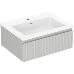 MEXEN/S - Rivel koupelnová skříňka 60 cm s umyvadlem Otis, 1 šuplík, reliéf , šedá mat/bílá mat (91A20-06023-1-BF62-W18M01)