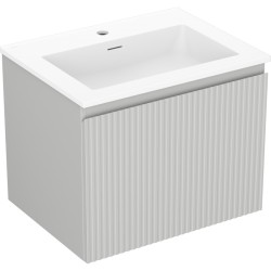 MEXEN/S - Rivel koupelnová skříňka 60 cm s umyvadlem Otis, 1 šuplík, reliéf , šedá mat/bílá mat (91A20-06047-1-BF62-W18M01)