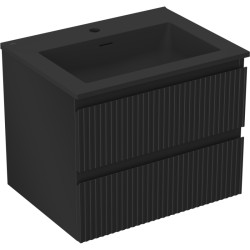 MEXEN/S - Rivel koupelnová skříňka 60 cm s umyvadlem Otis, 2 zásuvky, reliéf , černá mat (91A20-06047-2-BFF71-W18M71)