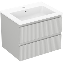 MEXEN/S - Rivel koupelnová skříňka 60 cm s umyvadlem Otis, 2 zásuvky, reliéf , šedá mat/bílá mat (91A20-06047-2-BFF62-W18M01)