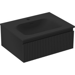 MEXEN/S - Rivel koupelnová skříňka 60 cm s umyvadlem Vela, 1 šuplík, reliéf , černá mat (91A20-06023-1-BF71-W23M71)