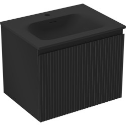 MEXEN/S - Rivel koupelnová skříňka 60 cm s umyvadlem Vela, 1 šuplík, reliéf , černá mat (91A20-06047-1-BF71-W23M71)