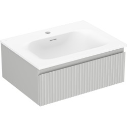 MEXEN/S - Rivel koupelnová skříňka 60 cm s umyvadlem Vela, 1 šuplík, reliéf , šedá mat/bílá mat (91A20-06023-1-BF62-W23M01)