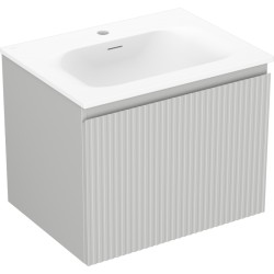 MEXEN/S - Rivel koupelnová skříňka 60 cm s umyvadlem Vela, 1 šuplík, reliéf , šedá mat/bílá mat (91A20-06047-1-BF62-W23M01)