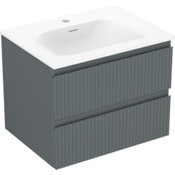 MEXEN/S - Rivel koupelnová skříňka 60 cm s umyvadlem Vela, 2 zásuvky, reliéf , grafit mat/bílá mat - 91A20-06047-2-BFF66-W23M0 (91A20-06047-2-BFF66-W23M01)