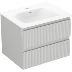 MEXEN/S - Rivel koupelnová skříňka 60 cm s umyvadlem Vela, 2 zásuvky, reliéf , šedá mat/bílá mat (91A20-06047-2-BFF62-W23M01)