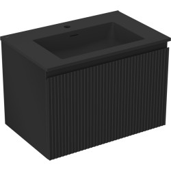 MEXEN/S - Rivel koupelnová skříňka 70 cm s umyvadlem Otis, 1 šuplík, reliéf , černá mat (91A20-07047-1-BF71-W18M71)