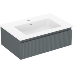 MEXEN/S - Rivel koupelnová skříňka 70 cm s umyvadlem Otis, 1 šuplík, reliéf , grafit mat/bílá mat (91A20-07023-1-BF66-W18M01)