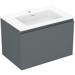 MEXEN/S - Rivel koupelnová skříňka 70 cm s umyvadlem Otis, 1 šuplík, reliéf , grafit mat/bílá mat (91A20-07047-1-BF66-W18M01)