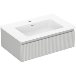 MEXEN/S - Rivel koupelnová skříňka 70 cm s umyvadlem Otis, 1 šuplík, reliéf , šedá mat/bílá mat (91A20-07023-1-BF62-W18M01)