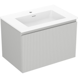 MEXEN/S - Rivel koupelnová skříňka 70 cm s umyvadlem Otis, 1 šuplík, reliéf , šedá mat/bílá mat (91A20-07047-1-BF62-W18M01)